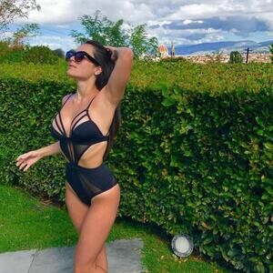 NWT Kopper & Zink Harper Strappy Cut Out Mesh One Piece Swimsuit Black Size XS